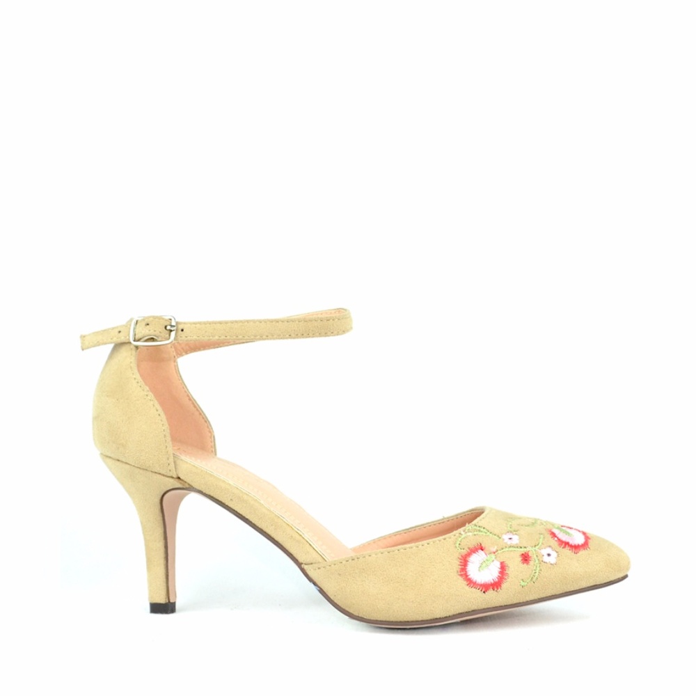 Chase & Chloe Cammon D'orsay Nude Kitten Heel